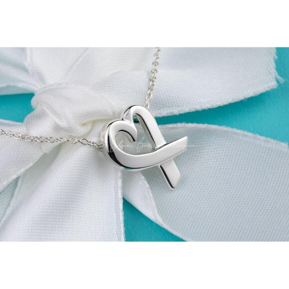 TIFFANY & Co. Sterling 925 Silver Paloma Picasso Loving Heart Necklace 16" Chain - Picture 1 of 8